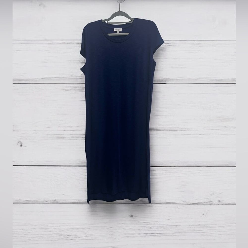 Jessica Simpson Women’s Midi Dress Hi-Low Slit Maritime Navy Blue Size XXL